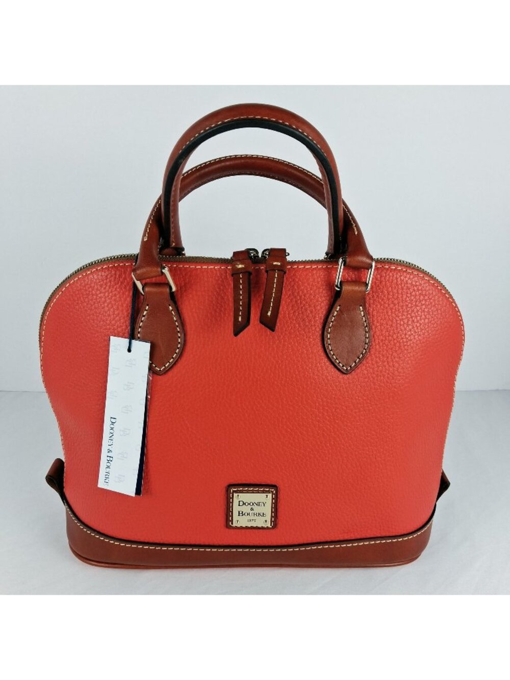Dooney & Bourke Pebble Leather Domed Dark Salmon Satchel / Cross Body NWT